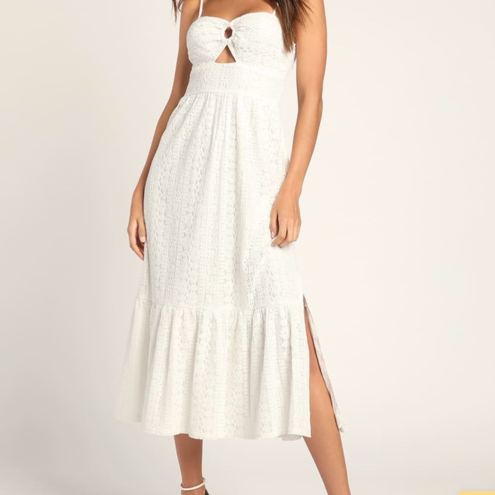 White lace midi dress